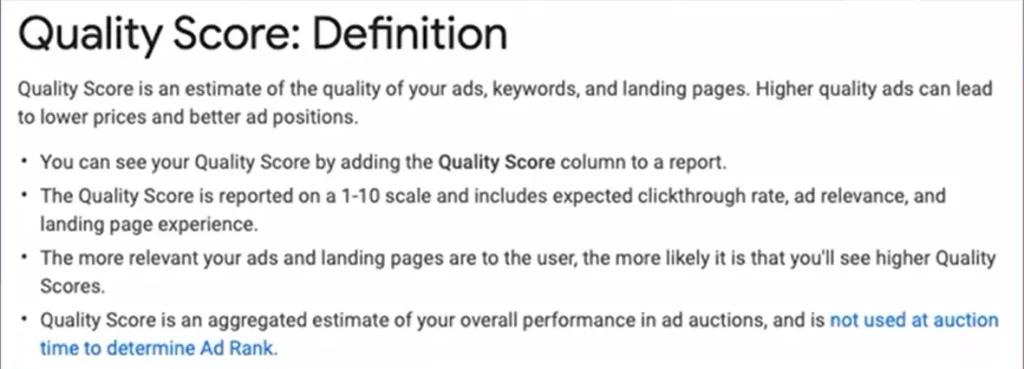 What is google ad quality score